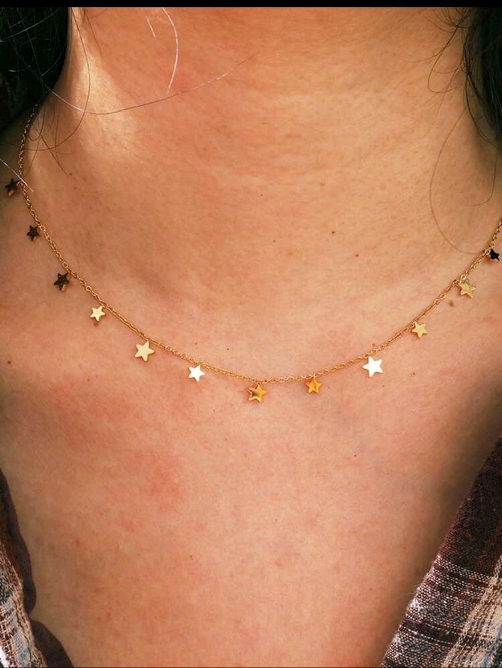 18k Yellow Gold Stainless Steel Star Charm Necklace - Women Jewelry